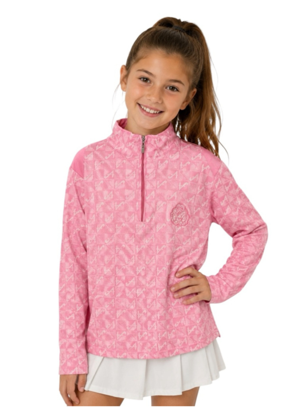 Andre Kim Golf Girls Pink Quarter Zip Pullover Size 95 (US 4T/5T) Monogram Golf